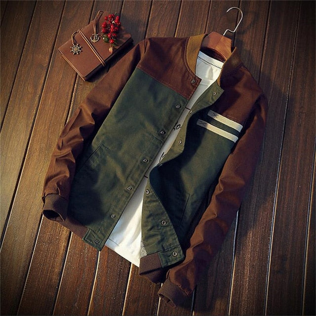 Slim Water Resistant Fall Jacket for Men with Zip