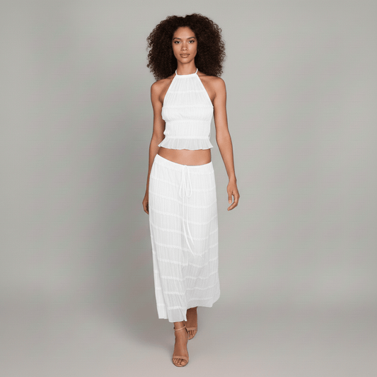 Trendy Crop Top and Maxi Skirt Outfit Set - OutfitLondon