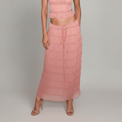Trendy Crop Top and Maxi Skirt Outfit Set