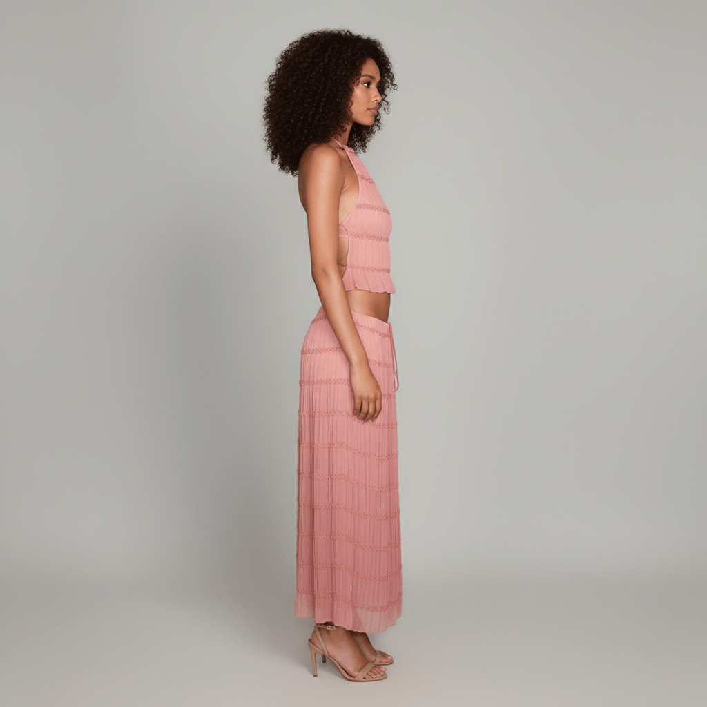 Trendy Crop Top and Maxi Skirt Outfit Set