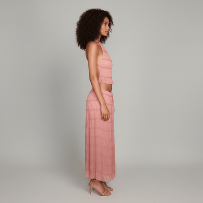 Trendy Crop Top and Maxi Skirt Outfit Set