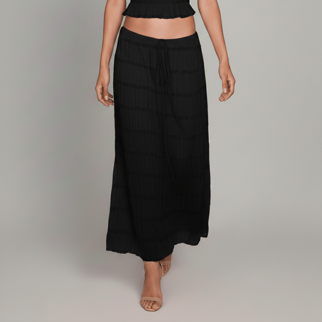 Trendy Crop Top and Maxi Skirt Outfit Set