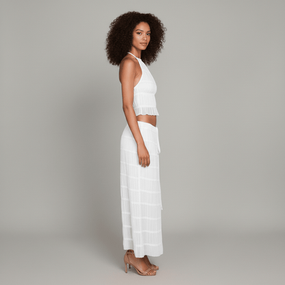 Trendy Crop Top and Maxi Skirt Outfit Set
