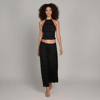 Trendy Crop Top and Maxi Skirt Outfit Set