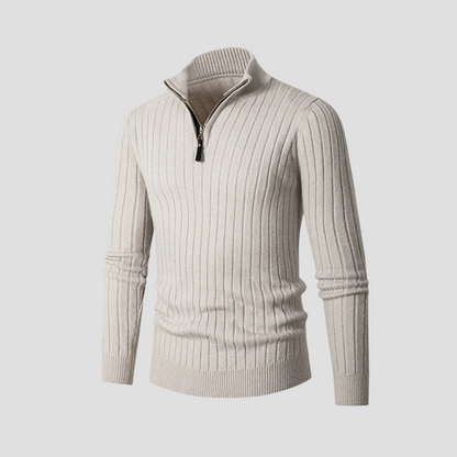Men's Thick Ribbed Quarter Zip Pullover Sweater