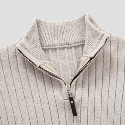 Men's Thick Ribbed Quarter Zip Pullover Sweater