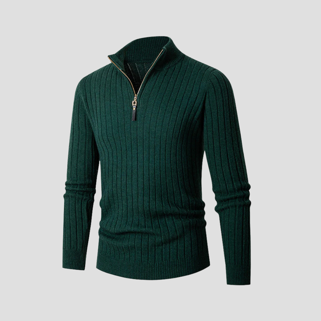 Men's Thick Ribbed Quarter Zip Pullover Sweater
