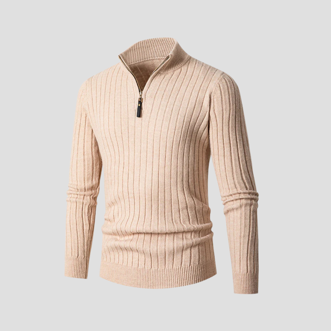 Men's Thick Ribbed Quarter Zip Pullover Sweater