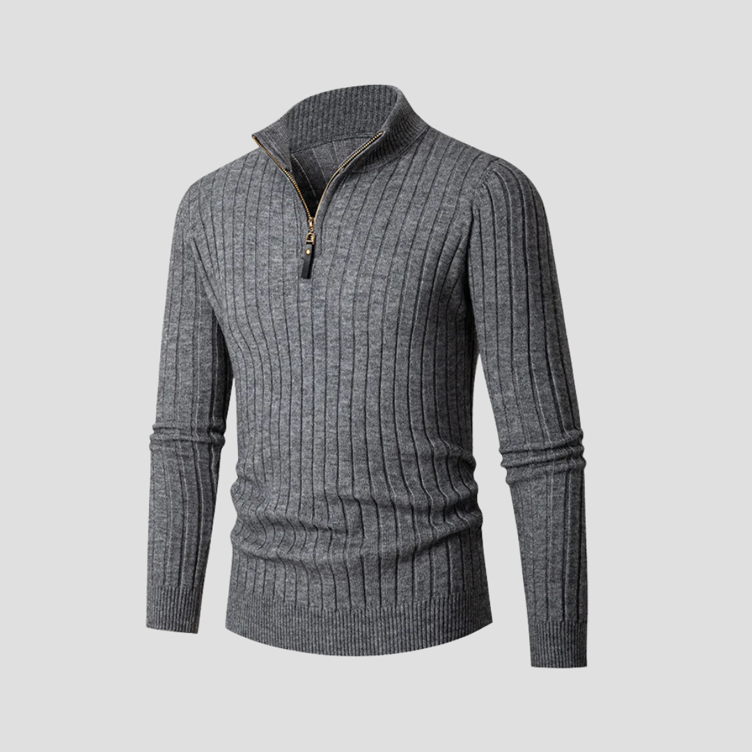 Men's Thick Ribbed Quarter Zip Pullover Sweater