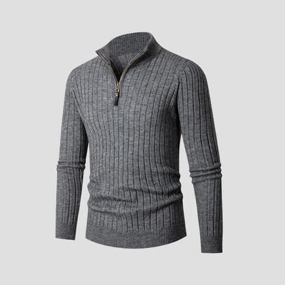 Men's Thick Ribbed Quarter Zip Pullover Sweater