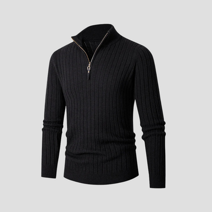 Men's Thick Ribbed Quarter Zip Pullover Sweater