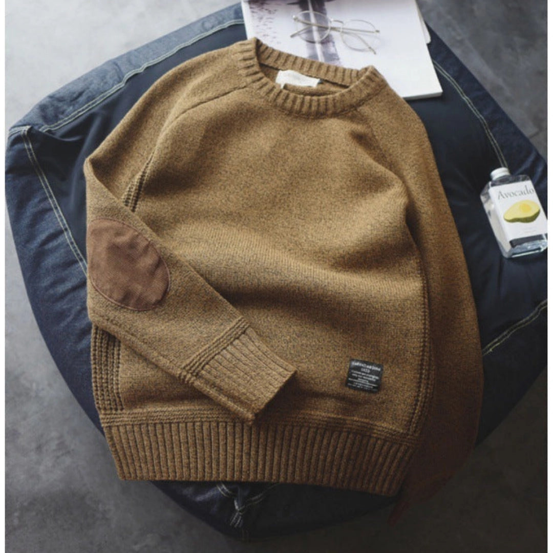 Traditional Patch Elbow Crew Sweater