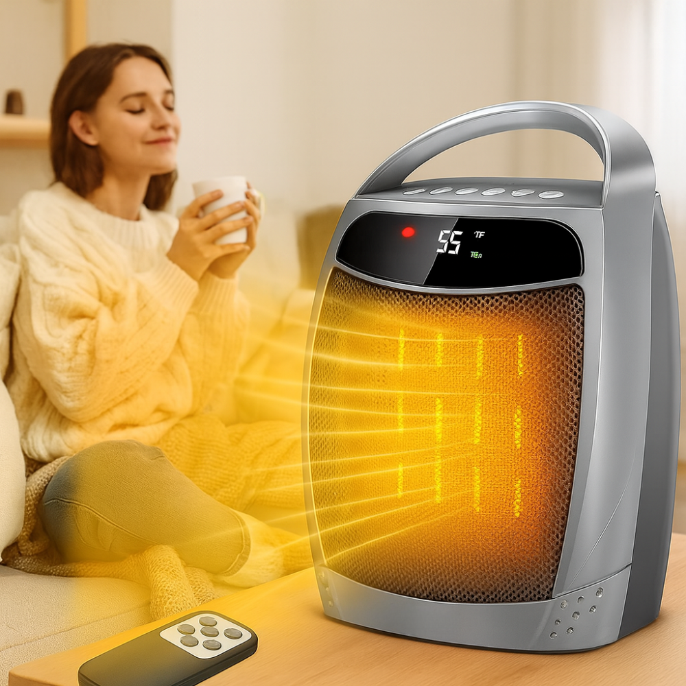 Compact Ceramic Heater with Remote for Room Warmth