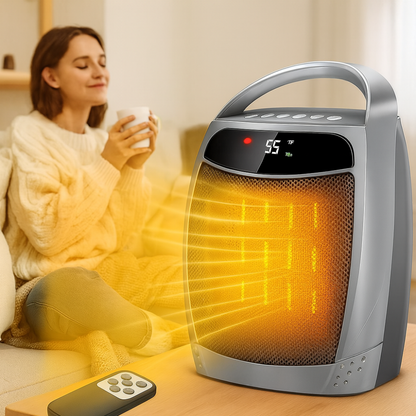 Compact Ceramic Heater with Remote for Room Warmth
