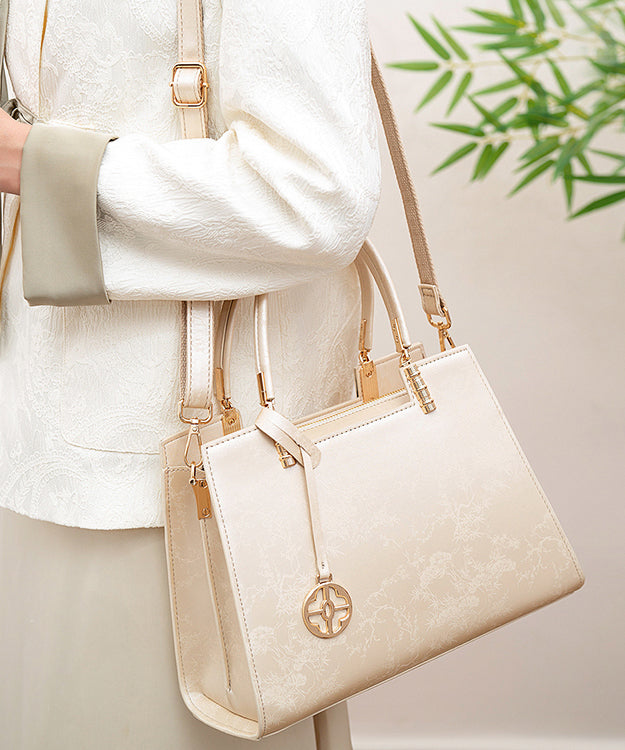 Elegant Jacquard Tote Bag With Zipper Closure And Pockets - OutfitLondon