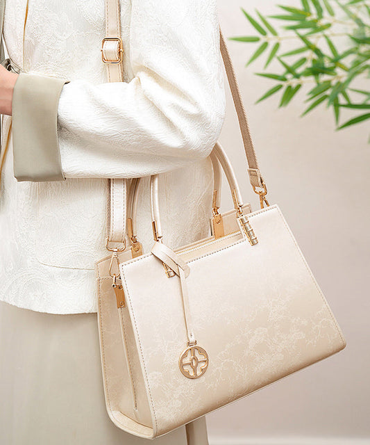 Elegant Jacquard Tote Bag With Zipper Closure And Pockets - OutfitLondon