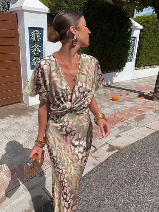 Copper Tone Knee Length Dress - OutfitLondon
