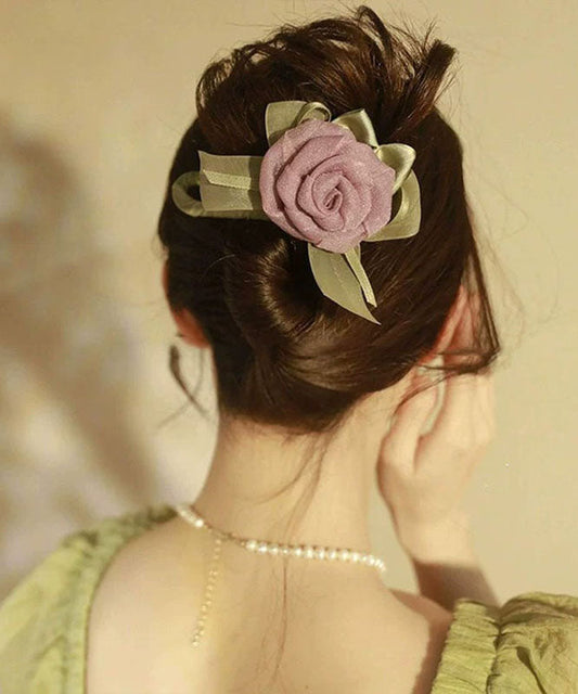 Women's Floral Hair Clip Purple Tulle - OutfitLondon