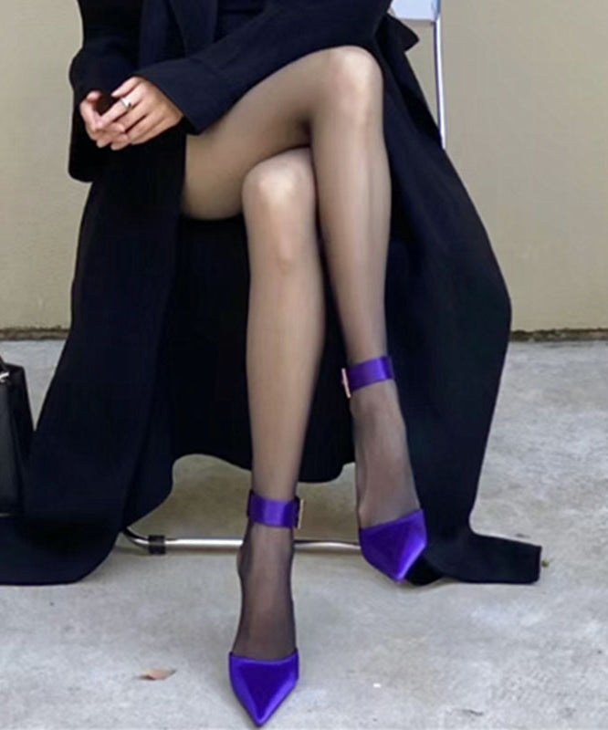 Women's High Heel Sandals Satin Purple 7cm - OutfitLondon