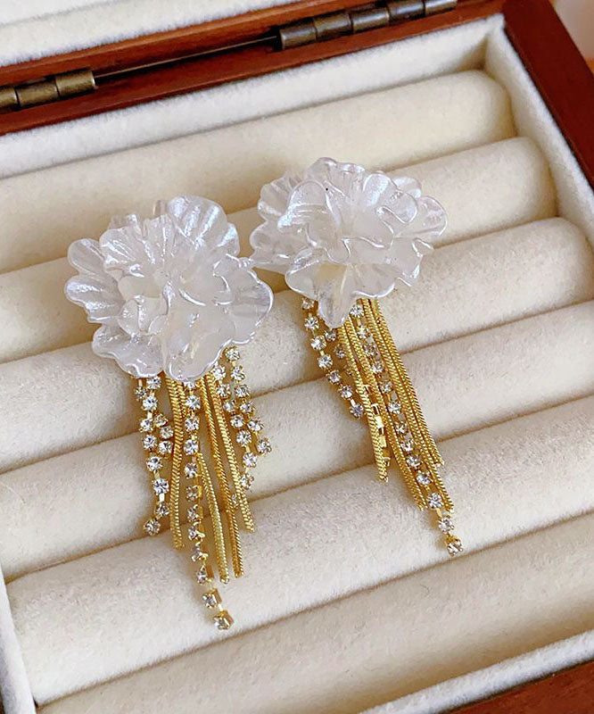 Women's Sterling Silver Plated Floral Drop Earrings - OutfitLondon