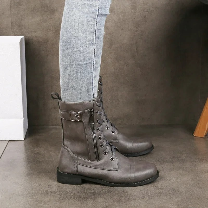 Classic Leather Low Heel Boots