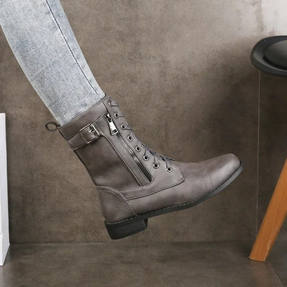 Classic Leather Low Heel Boots