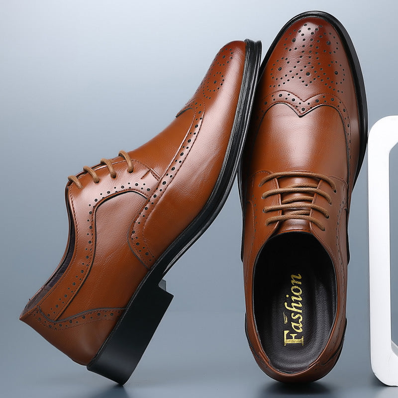 Smart Leather Mens Office Brogues Shoes - OutfitLondon