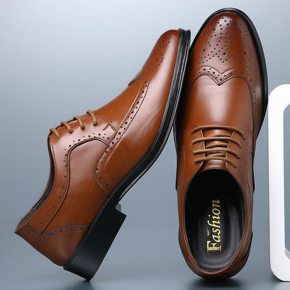 Smart Leather Mens Office Brogues Shoes - OutfitLondon
