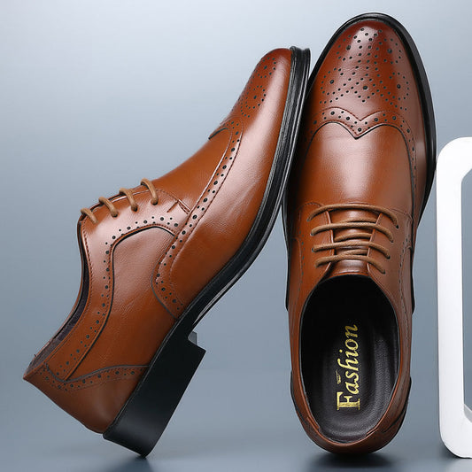 Smart Leather Mens Office Brogues Shoes - OutfitLondon