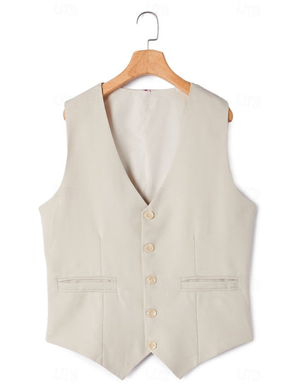 Beige Tailored Fit Groom Suit Men