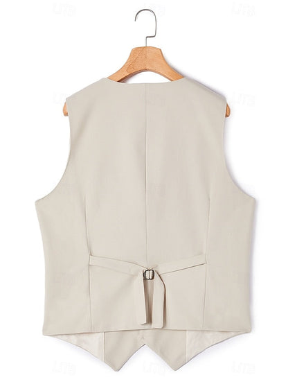 Beige Tailored Fit Groom Suit Men