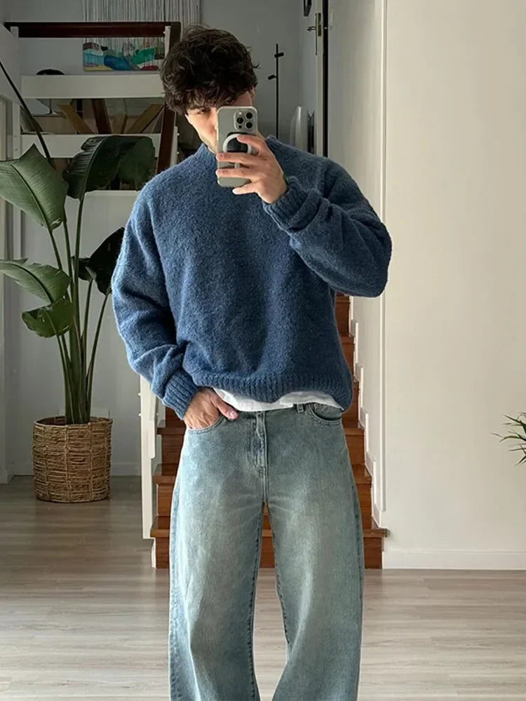 Cozy Oversized Men's Knit Sweater - OutfitLondon