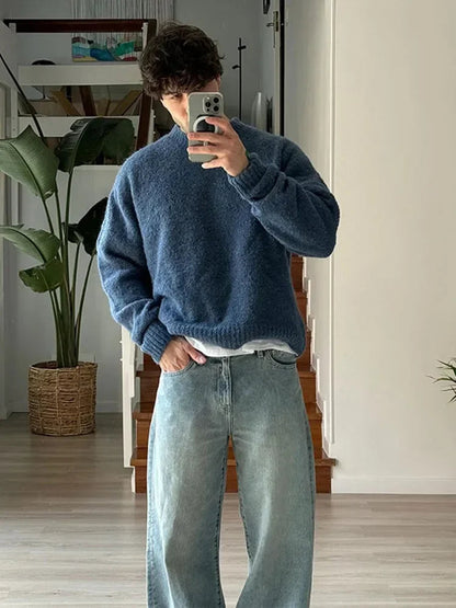Cozy Oversized Men's Knit Sweater - OutfitLondon