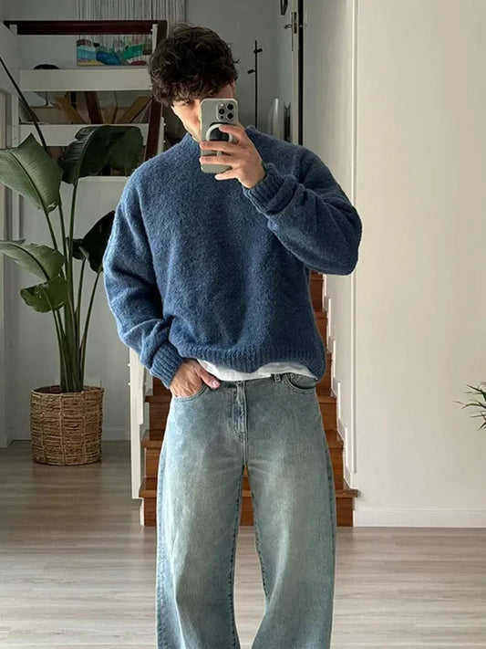 Cozy Oversized Men's Knit Sweater - OutfitLondon