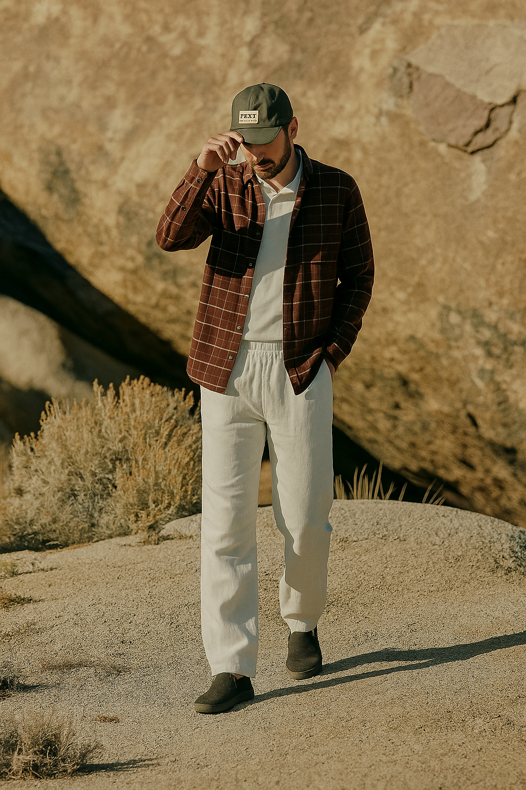 Lightweight Beige Casual Mens Pants