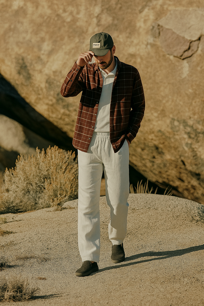 Lightweight Beige Casual Mens Pants