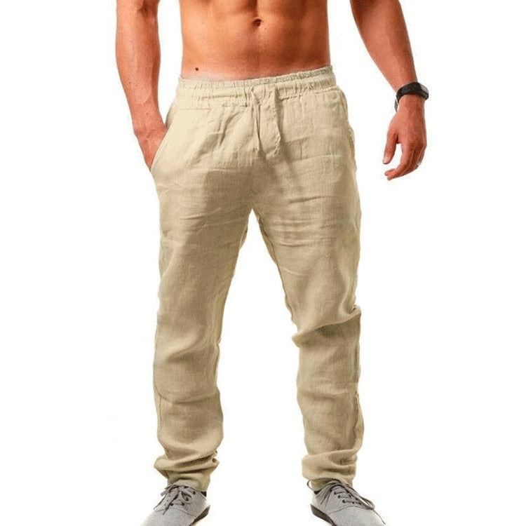 Lightweight Beige Casual Mens Pants