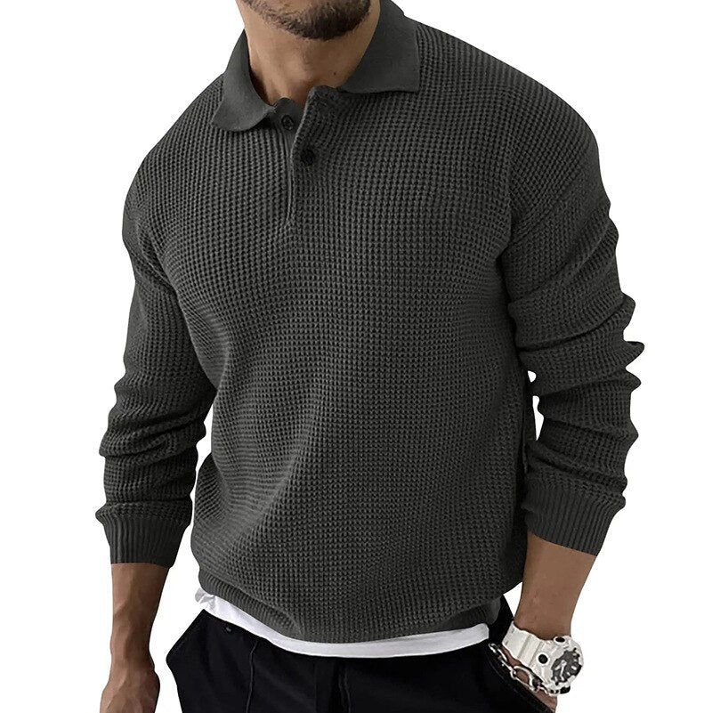 Classic Comfortable Waffle Polo Shirt - OutfitLondon