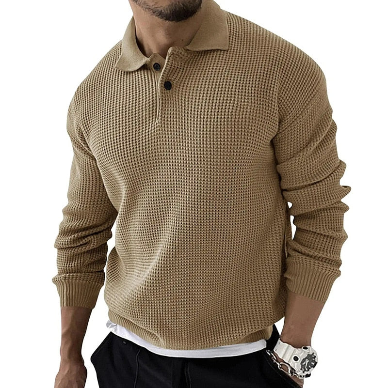Classic Comfortable Waffle Polo Shirt
