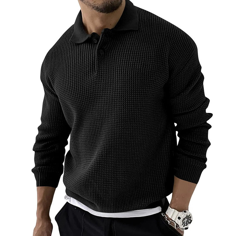 Classic Comfortable Waffle Polo Shirt
