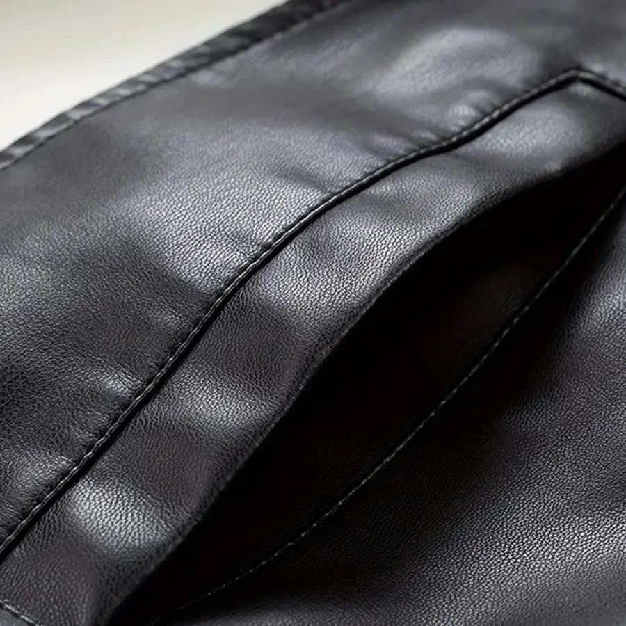 Edgy Mens Genuine Leather Biker Jacket