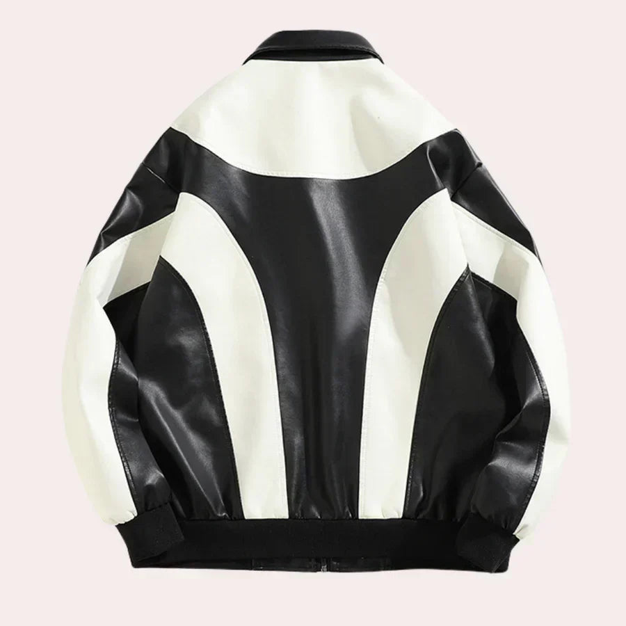 Edgy Mens Genuine Leather Biker Jacket