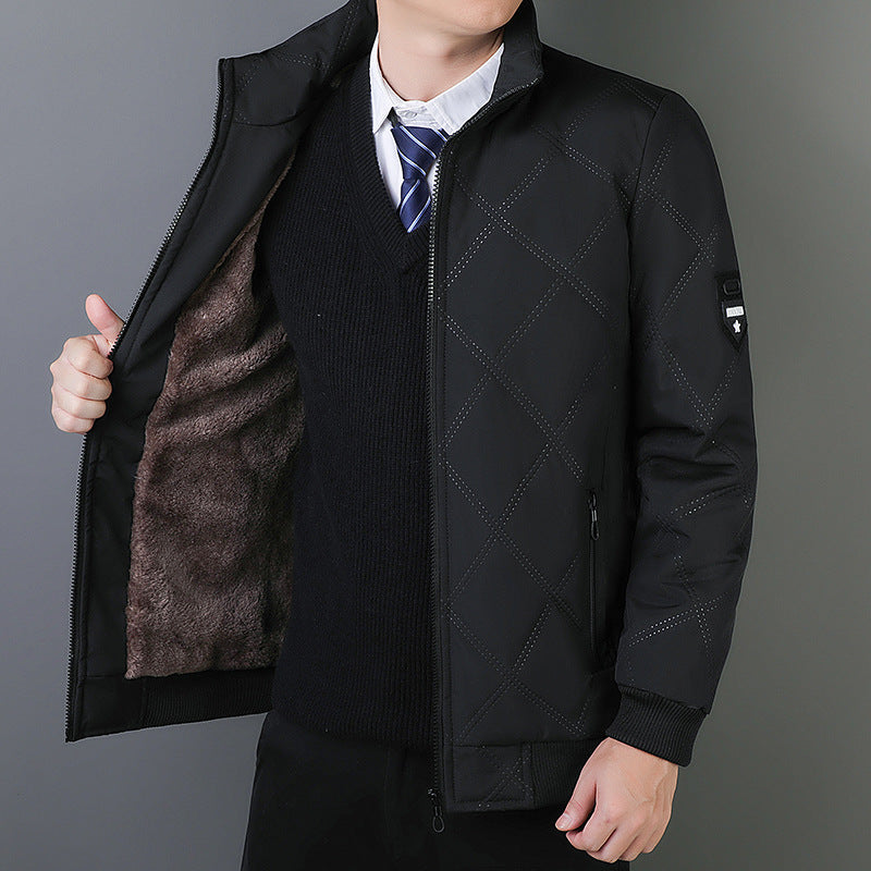 Warm Insulated Mens Office Parka Jacket with Fleece - OutfitLondon