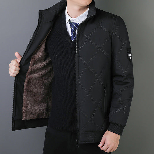 Warm Insulated Mens Office Parka Jacket with Fleece - OutfitLondon