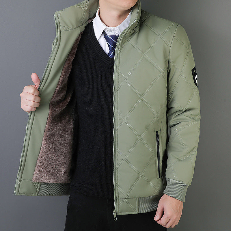 Warm Insulated Mens Office Parka Jacket with Fleece