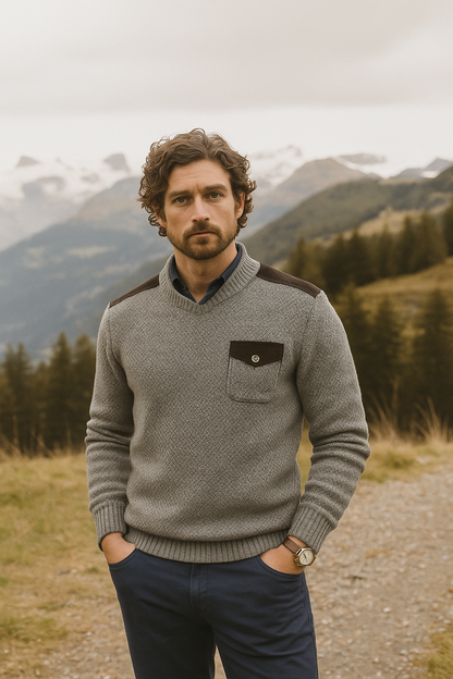 Textured Crew Neck Men's Sweater - OutfitLondon