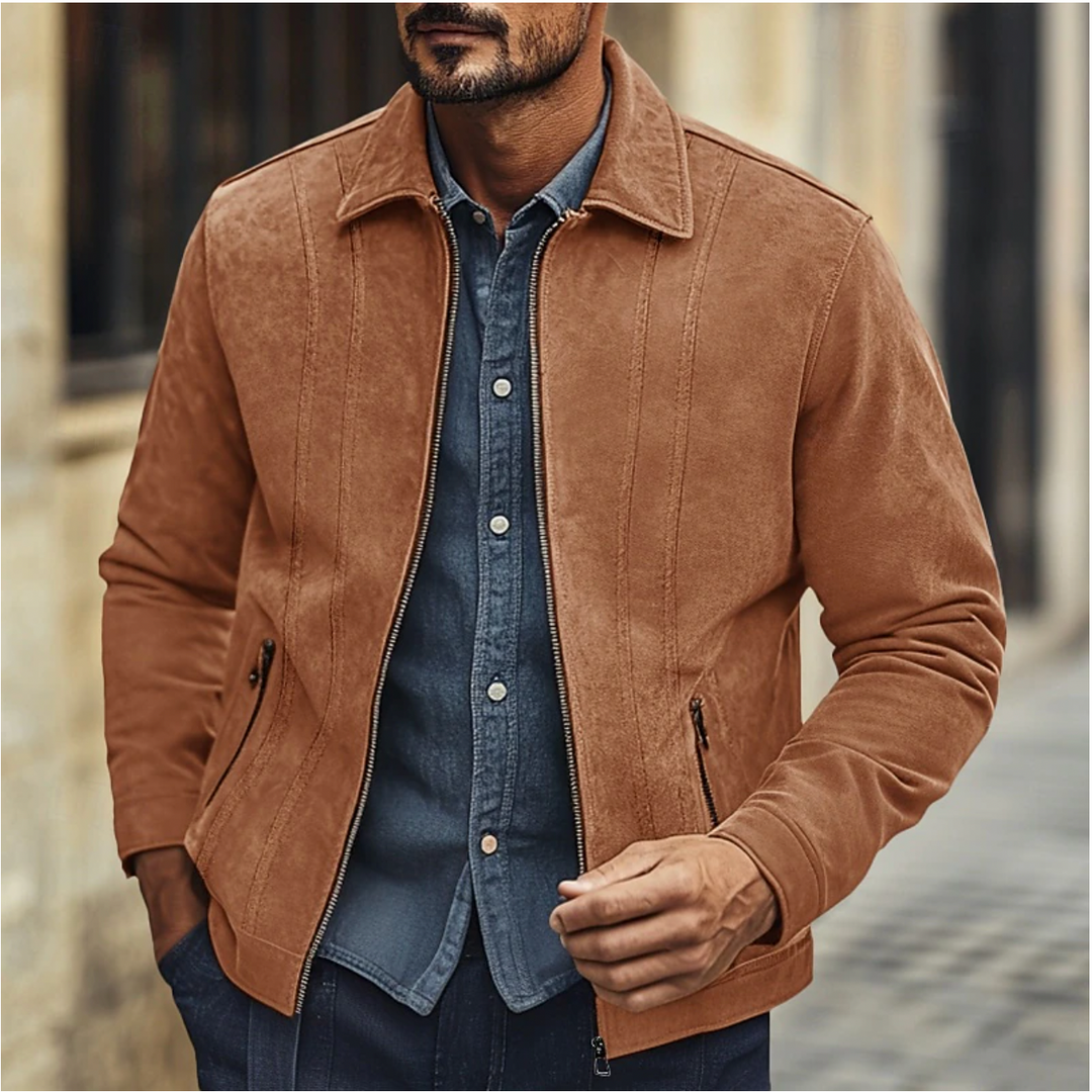 Luxury Suede Mens Bomber Coat - OutfitLondon