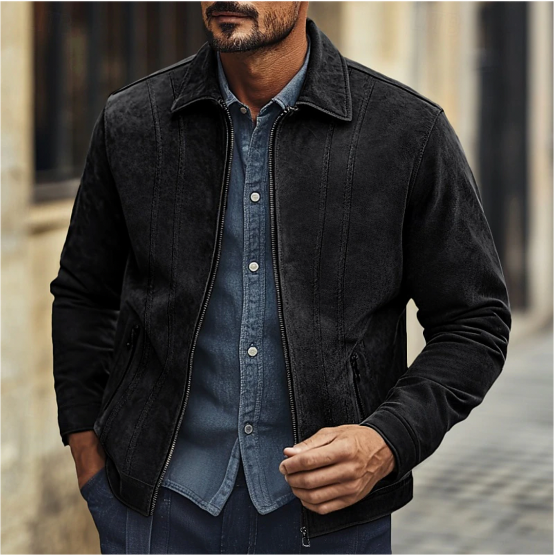 Luxury Suede Mens Bomber Coat
