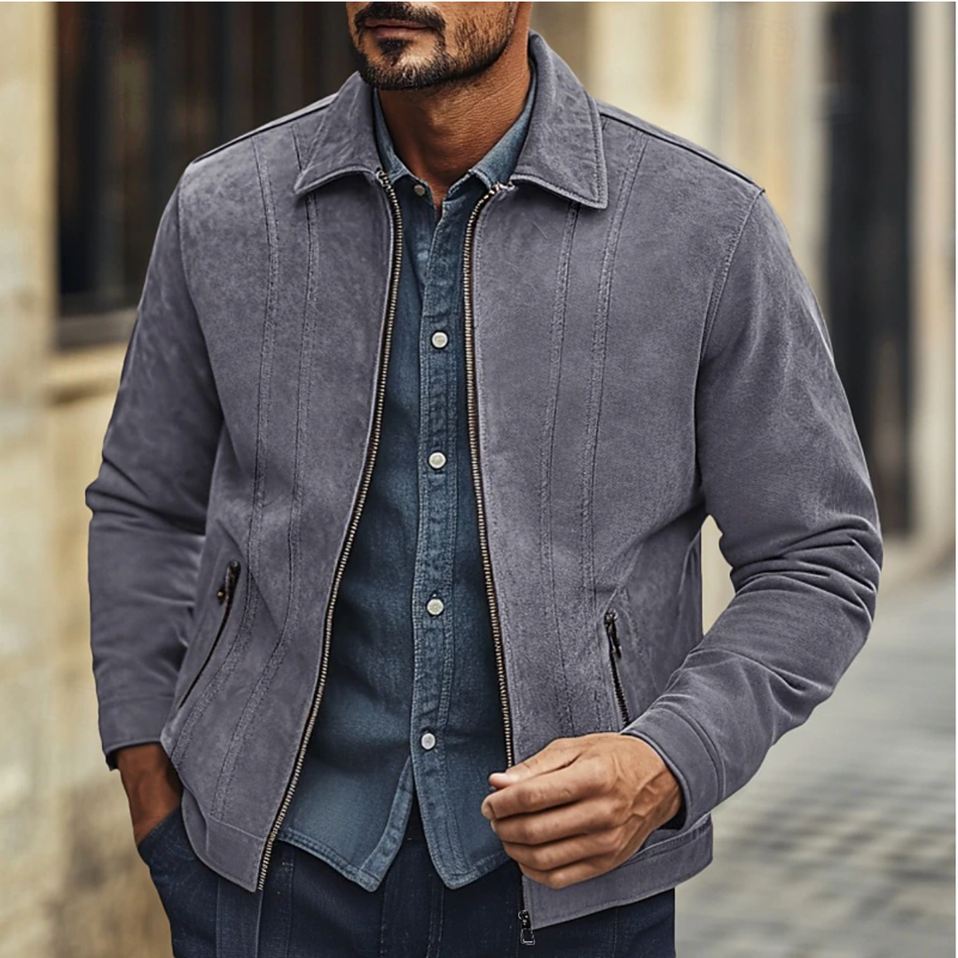 Luxury Suede Mens Bomber Coat