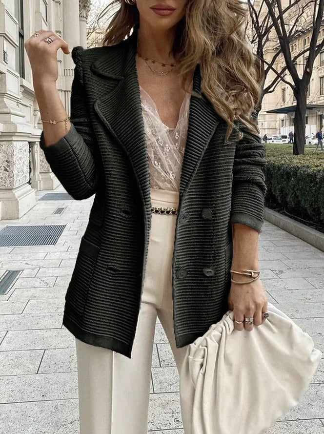 Classic Fit Women's Blazer Jacket with Lapel Collar - OutfitLondon